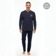 Pijama hombre manga larga rayas talla extra