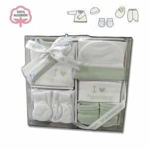 Set regalo bebe 5 piezas algod&oacute;n I Love Papa-Mama