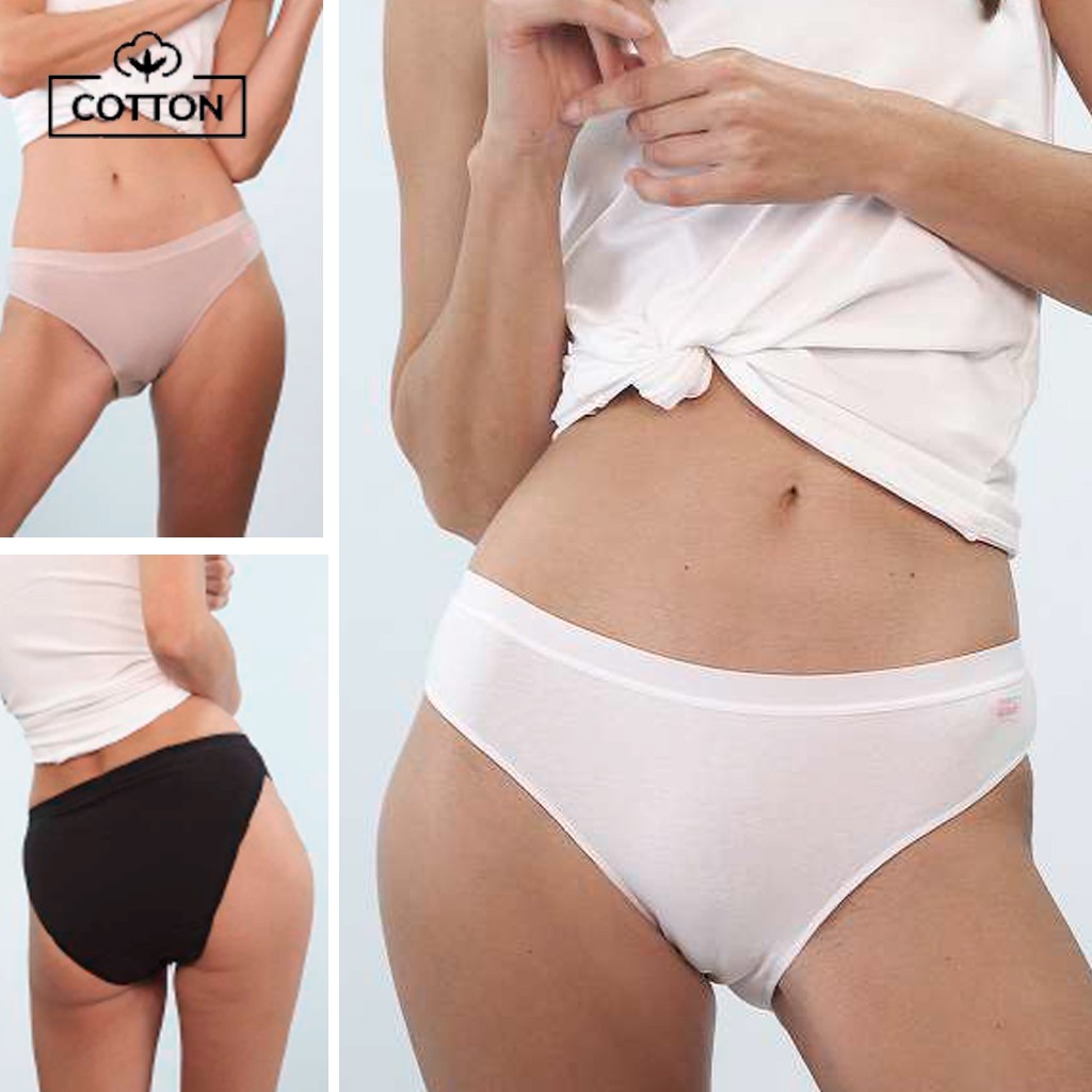 Braga bikini algodón elastico, cintura suave pack2