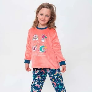 Pijama ni&ntilde;a manga larga estampado
