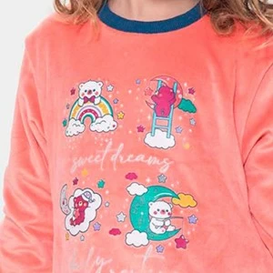 Pijama ni&ntilde;a manga larga estampado