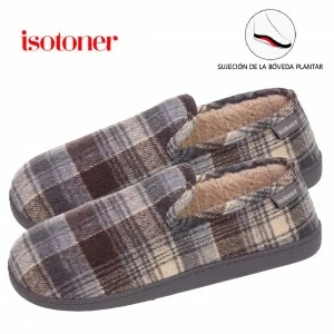 Zapatilla cerrada hombre tejido de cuadros grises