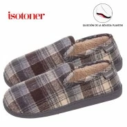 Zapatilla cerrada hombre tejido de cuadros grises