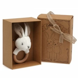 Mordedor sonajero conejito algod&oacute;n 100% y madera
