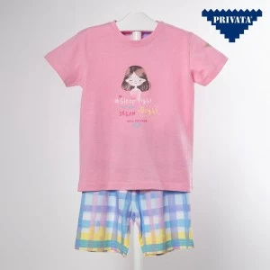 Piajma infantil ni&ntilde;a algod&oacute;n con mu&ntilde;eca