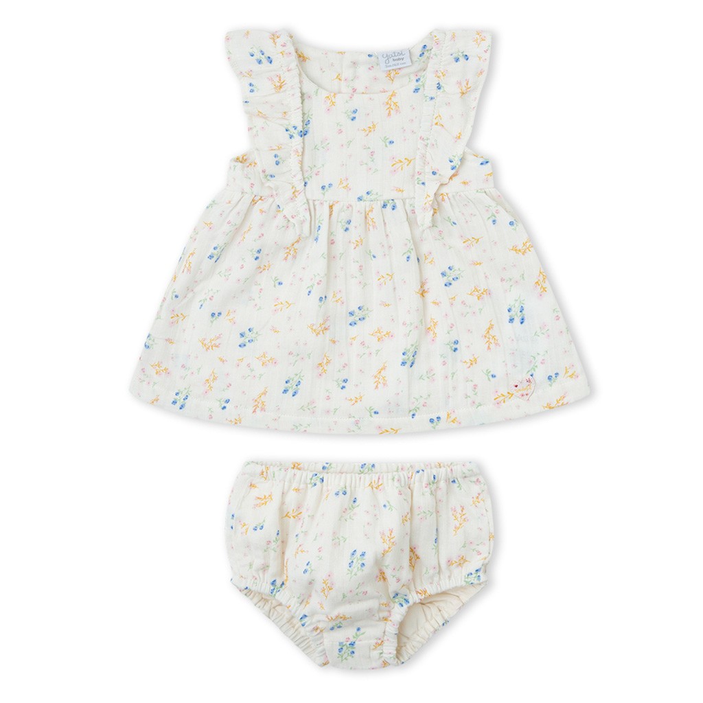 Vestido beb&eacute; estampado con braguita