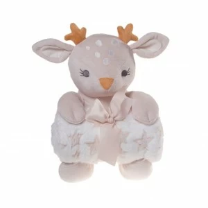 Peluche ciervito con mantita estrellas coralina