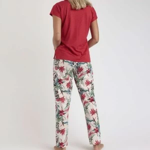Pijama mujer pantal&oacute;n largo viscosa y manga corta