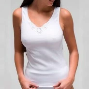 Camiseta interior mujer tirante ancho aplique