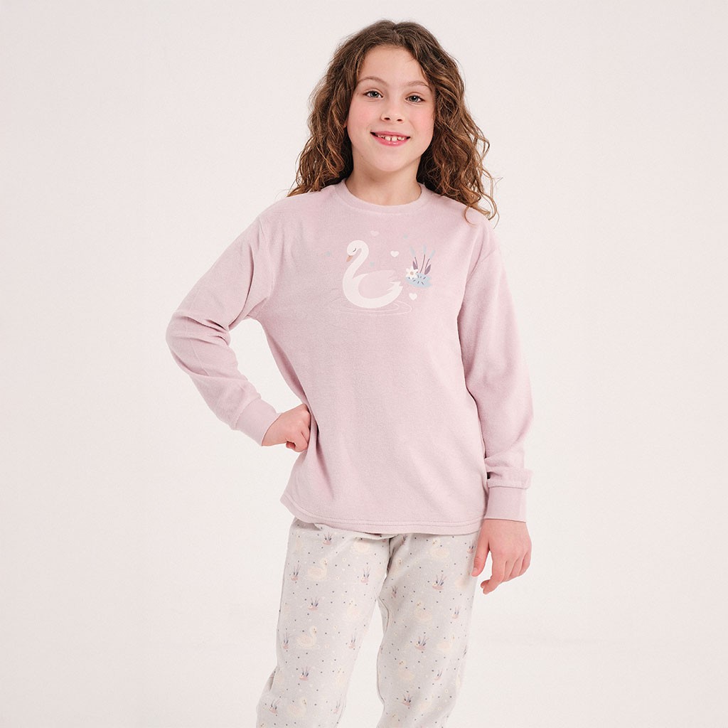 Pijama niña manga larga "Cisne"