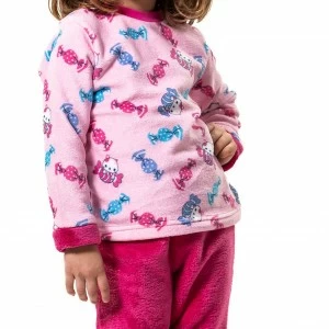 Pijama coralina ni&ntilde;a estampado fucsia