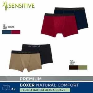 B&oacute;xer pack x2 hombre tejido de bamb&uacute; sensitive