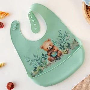 Babero osito silicona con bolsillo recogemigas