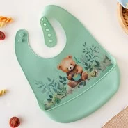 Babero osito silicona con bolsillo recogemigas