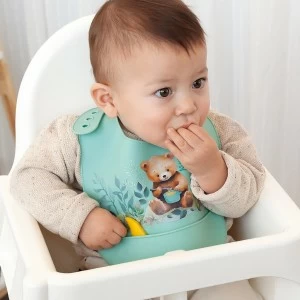 Babero osito silicona con bolsillo recogemigas