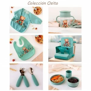 Babero osito silicona con bolsillo recogemigas
