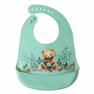 Babero osito silicona con bolsillo recogemigas