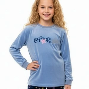 Pijama juvenil manga larga azul Star