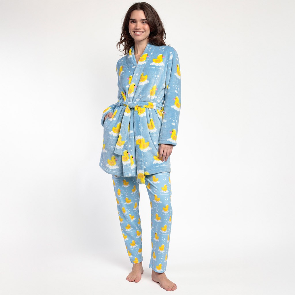 Bata mujer coralina estampado patitos
