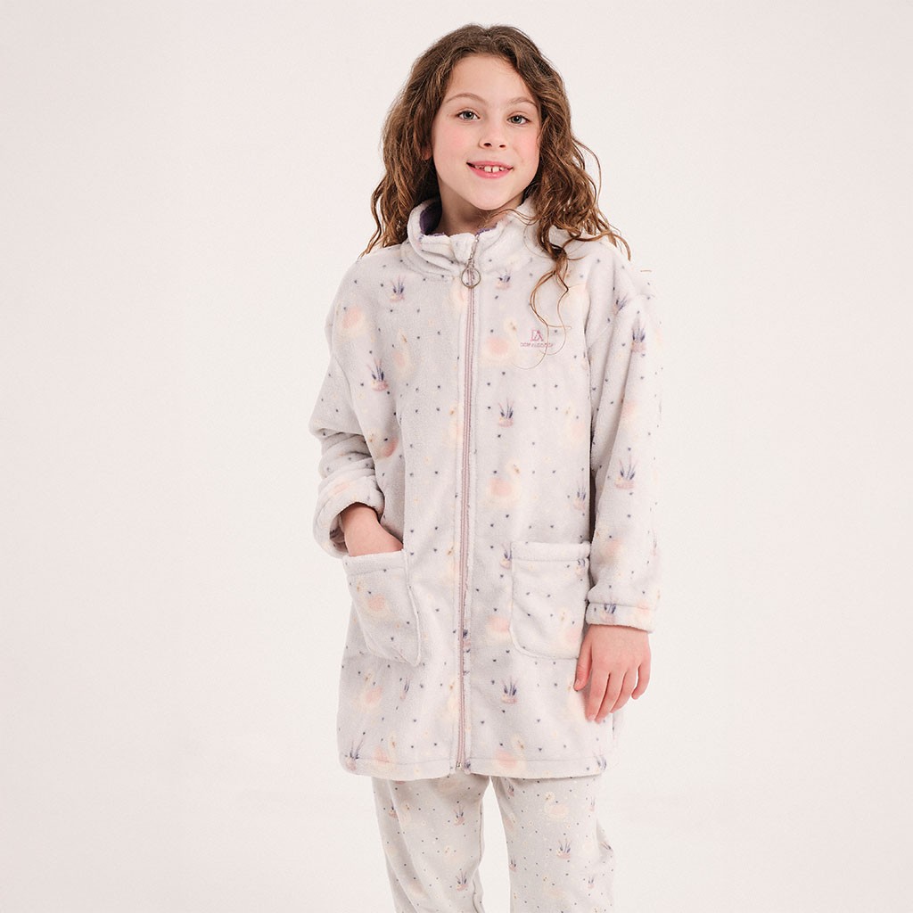 Bata niña cremallera estampada
