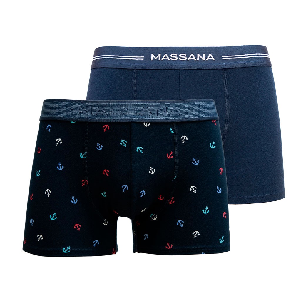 B&oacute;xer hombre algod&oacute;n el&aacute;stico estampado anclas x2