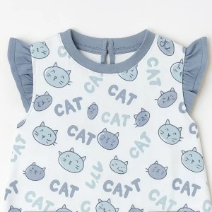 Pelele beb&eacute; sin mangas estampado cat
