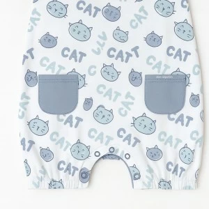 Pelele beb&eacute; sin mangas estampado cat