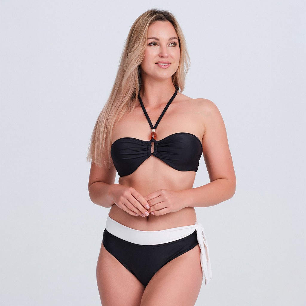 Conjunto ba&ntilde;o mujer bandeau y braga alta