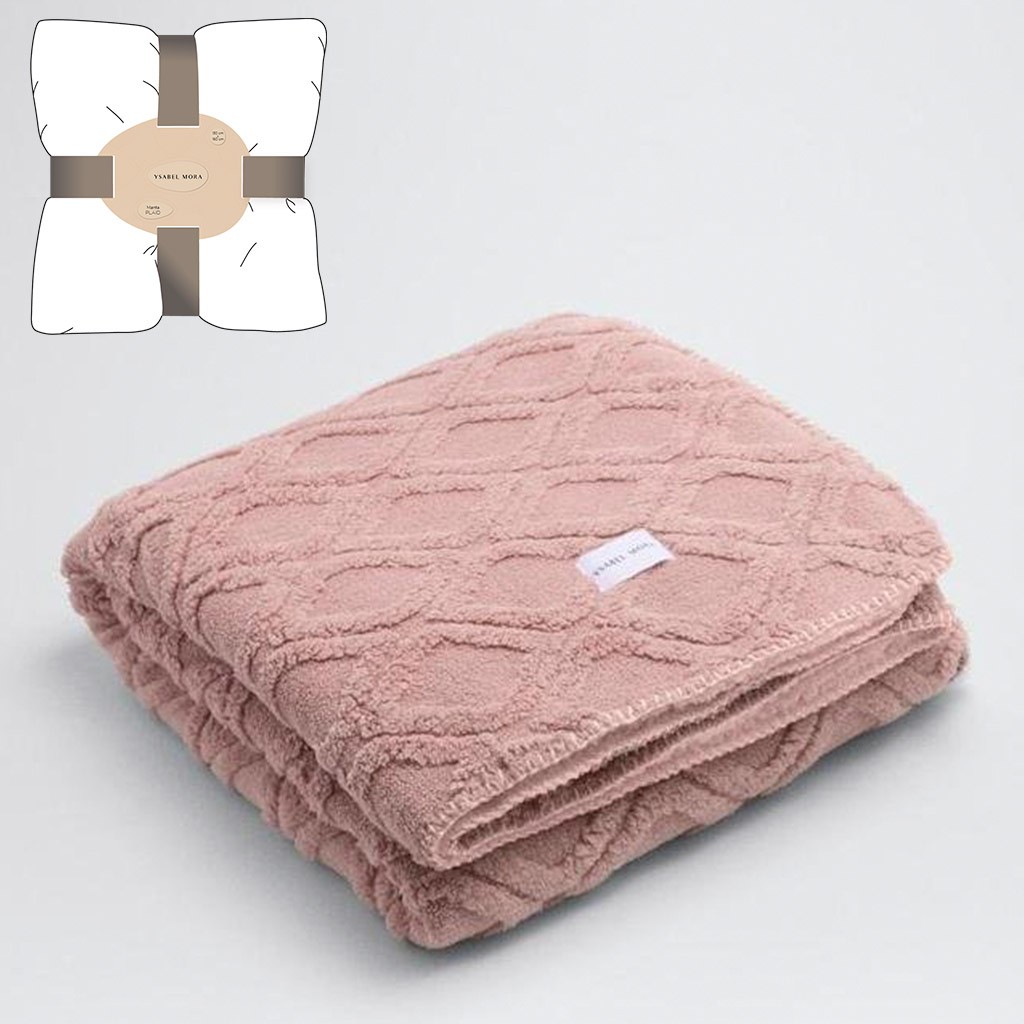 Manta sofa rombos coralina suave forro borreguillo