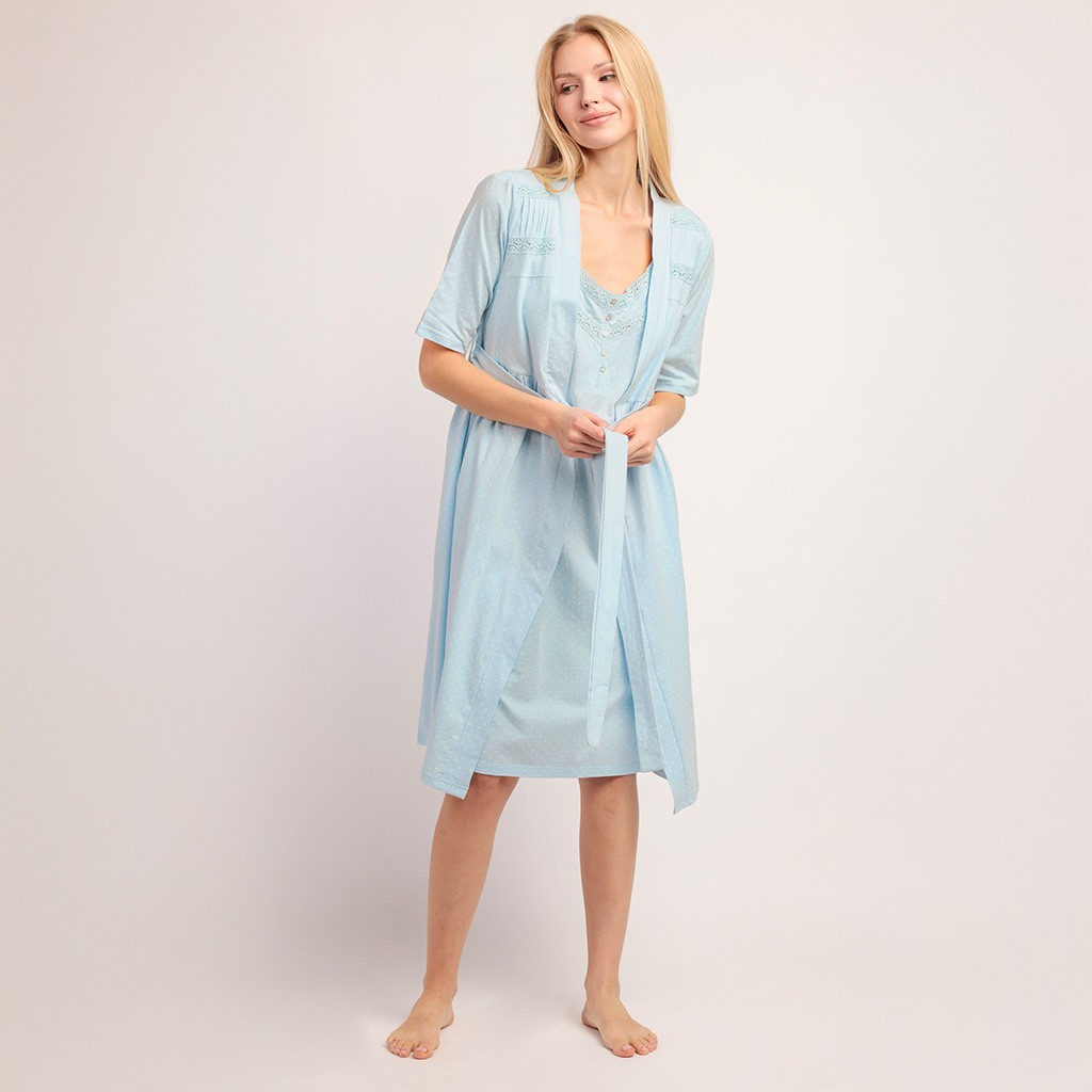 Bata mujer manga corta cruzada con cintur&oacute;n