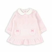 Vestido tundosado manga larga con cuello bebe