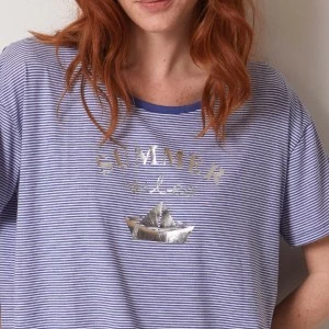 Pijama mujer manga corta rayas