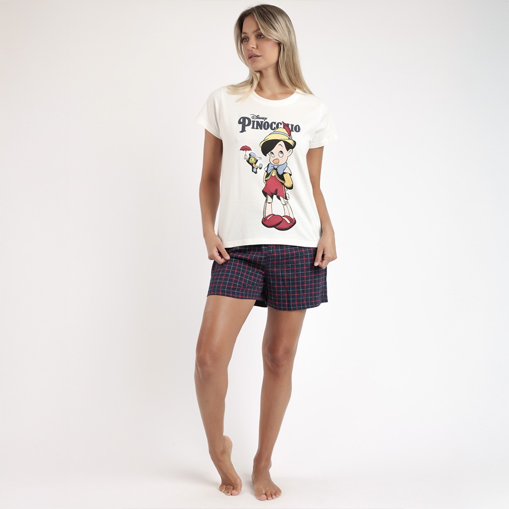 Pijama mujer manga corta estampado Pinocchio