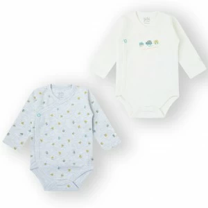 Body bebe pack 2 estampados en azul y blanco