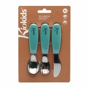 Set de cubiertos bebe 3 piezas aprendizaje salvia