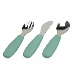 Set de cubiertos bebe 3 piezas aprendizaje salvia