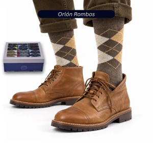 Calcetin hombre orlon rombos expositor 18 pares