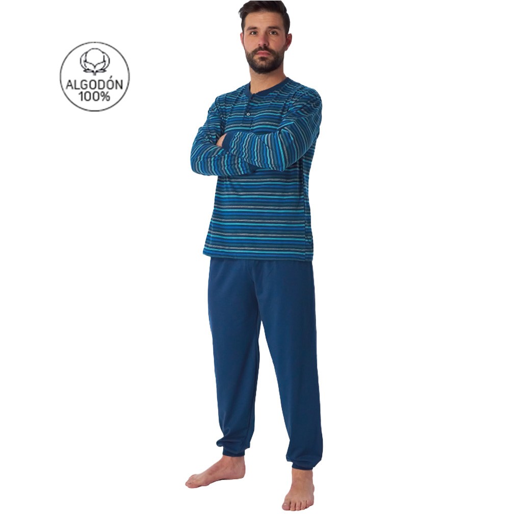 Pijama hombre manga larga rayas