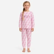 Pijama largo ni&ntilde;a estampado rosa
