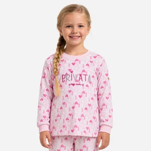 Pijama largo ni&ntilde;a estampado rosa
