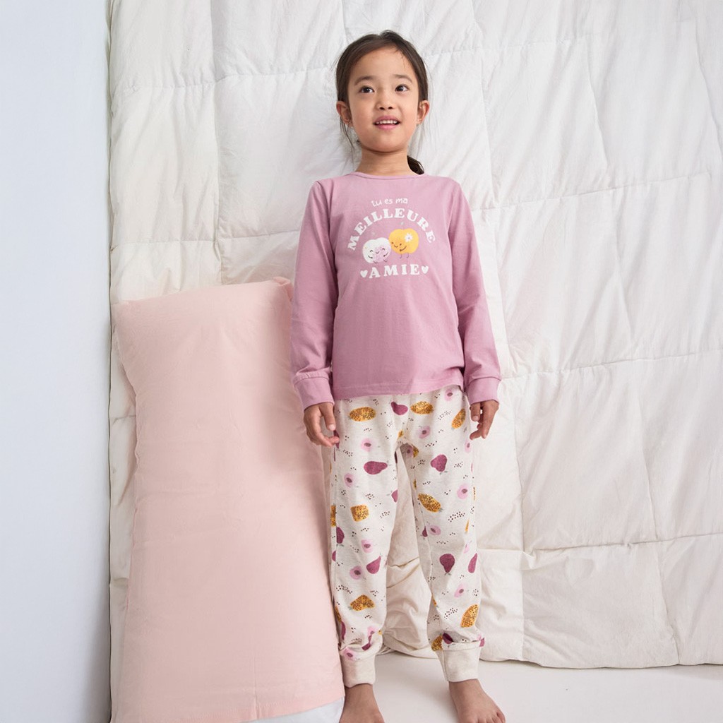 Pijama ni&ntilde;a algod&oacute;n manga larga