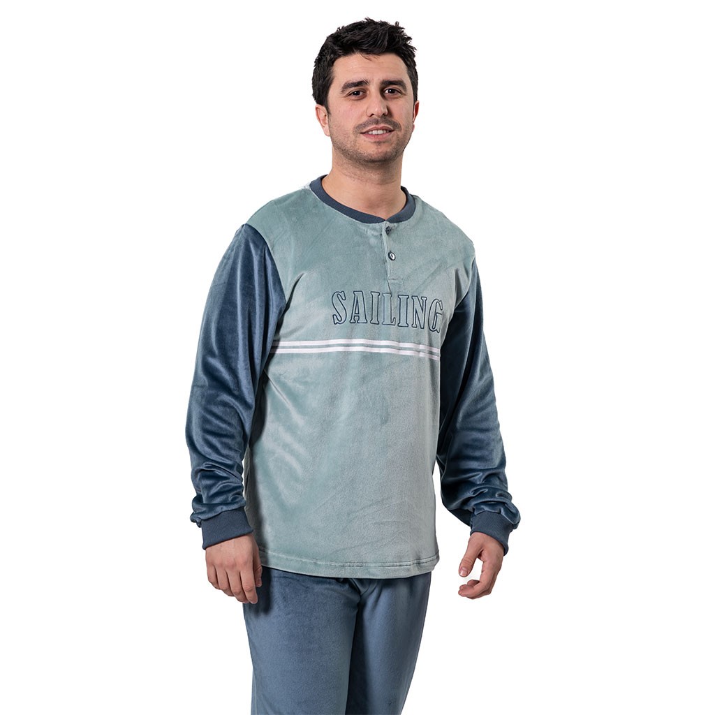 Pijama hombre cuello botones
