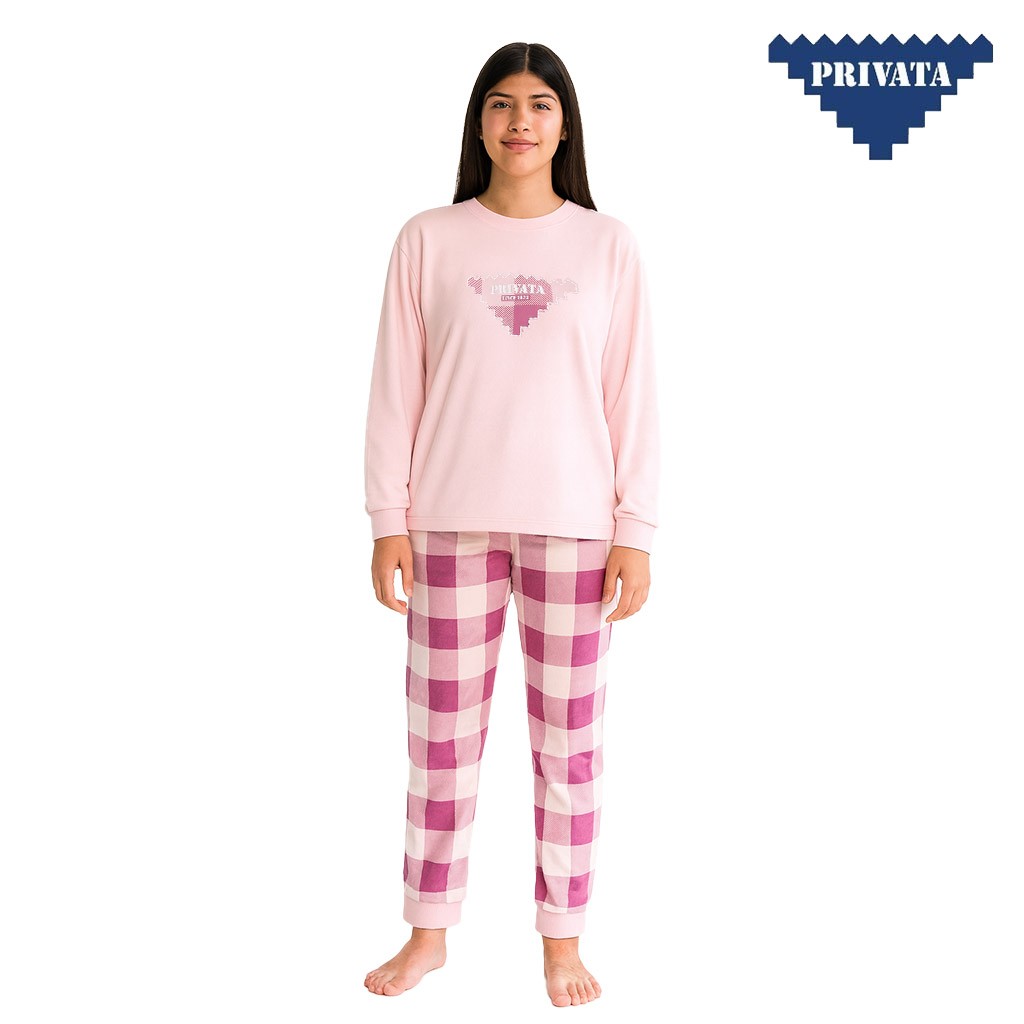 Pijama largo mujer tejido spandex rosa
