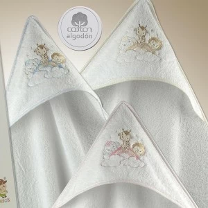 Capita de ba&ntilde;o bebe algod&oacute;n bordado animals