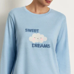 Pijama manga larga mujer algod&oacute;n nubes