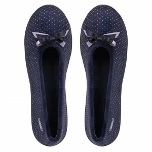 Zapatilla bailarina mujer de terciopelo y topitos