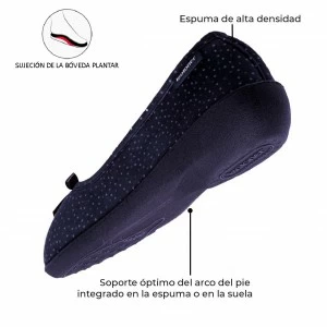 Zapatilla bailarina mujer de terciopelo y topitos