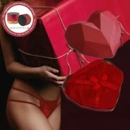 Tanga roja de encaje lote 6 corazones 