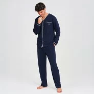 Pijama hombre manga larga abierto algod&oacute;n