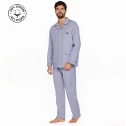Pijama de tela de popelin de rayas 100% Algod&oacute;n